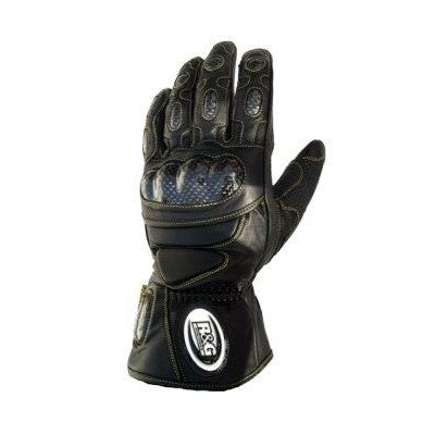 R&G Racing Black Leather Deluxe Motorcycle Gloves - Black For 2013-2018 Aprilia Caponord 1200