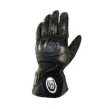 Guantes de moto R&G Racing de cuero negro Deluxe (negro) para Aprilia Caponord 1200 (2013-2018)