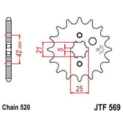 JT Sprockets - JTF569.14 - Steel Front Sprocket, 14T