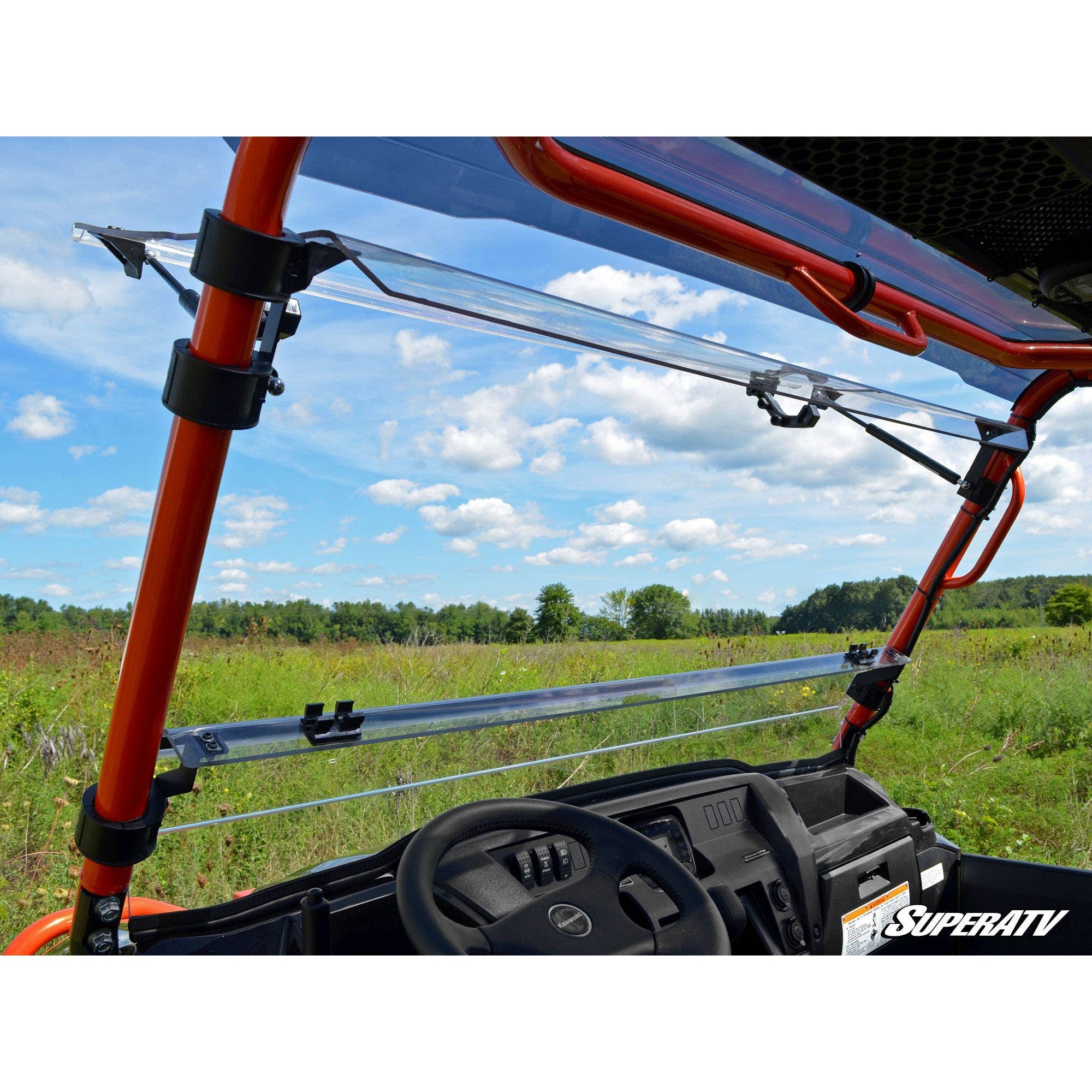 SuperATV Kawasaki Mule Pro Scratch Resistant Flip Windshield FWS-K-MULE-FXT-70