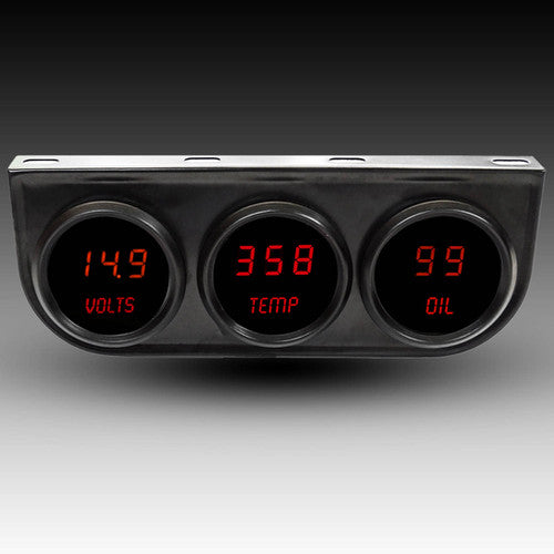 Voltímetro digital LED Intellitronix, medidor de temperatura del agua y presión de aceite (placa frontal y bisel negros)