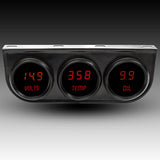 Voltímetro digital LED Intellitronix, medidor de temperatura del agua y presión de aceite (placa frontal y bisel negros)