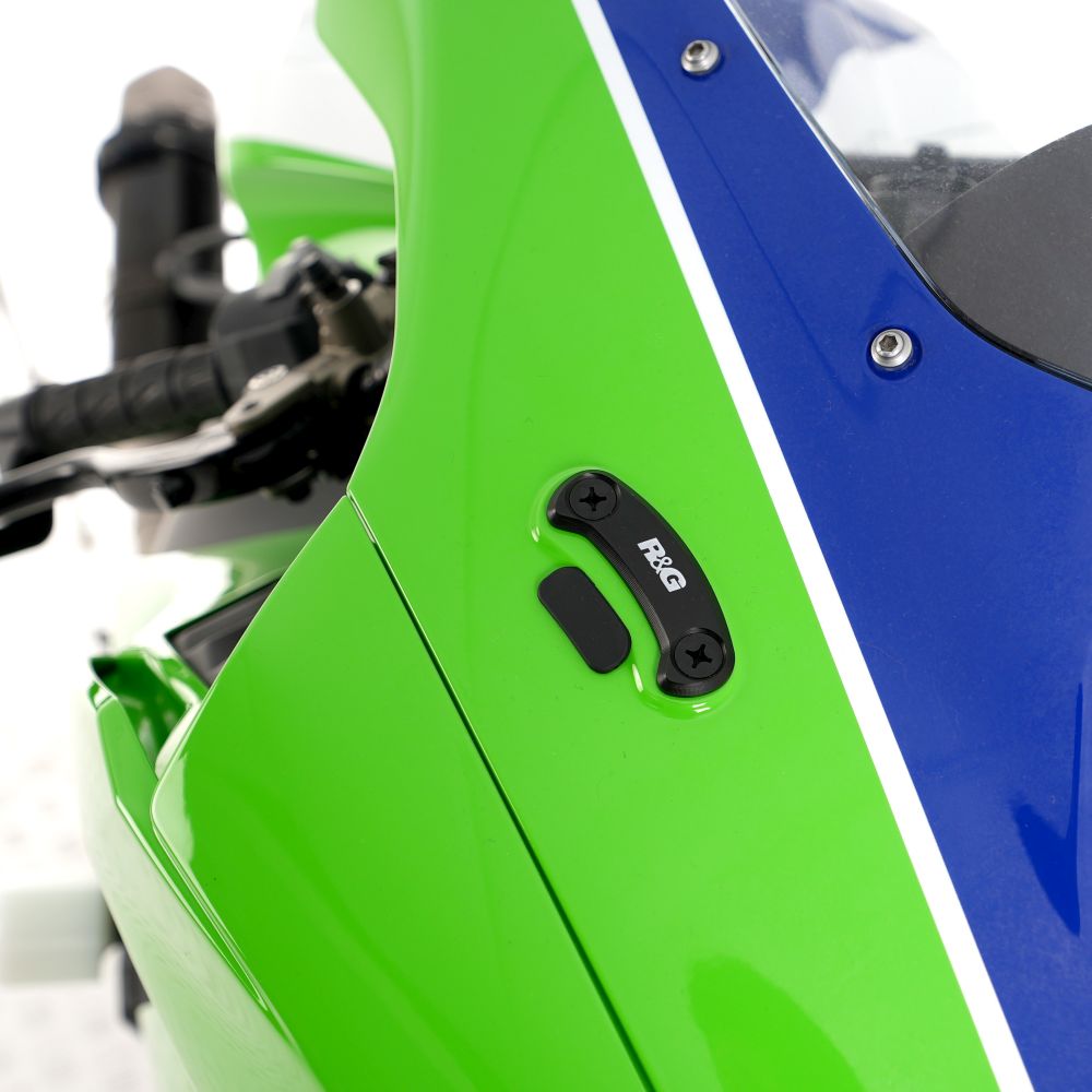 R&G Racing Black Mirror Delete Blanking Plates For 2016-2019 Kawasaki Ninja ZX10R ZX1000