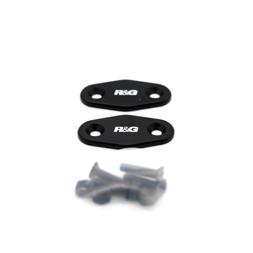 R&G Racing Black Mirror Delete Blanking Plates For 2021-2024 Aprilia RS125