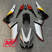 Monster Fairings Full Kit Aprilia RSV4 1000 10-15 Silver Pirelli W/ Red + Windshield + Gas Tank Cover