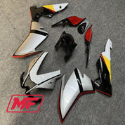 Monster Fairings Full Kit Aprilia RSV4 1000 10-15 Silver Pirelli W/ Red + Windshield + Gas Tank Cover