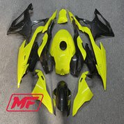 Monster Fairings Full Kit BMW S1000RR 19-22 Gloss High Viz Yellow w/ Carbon Fiber Style + Windshield + Gas Tank Cover