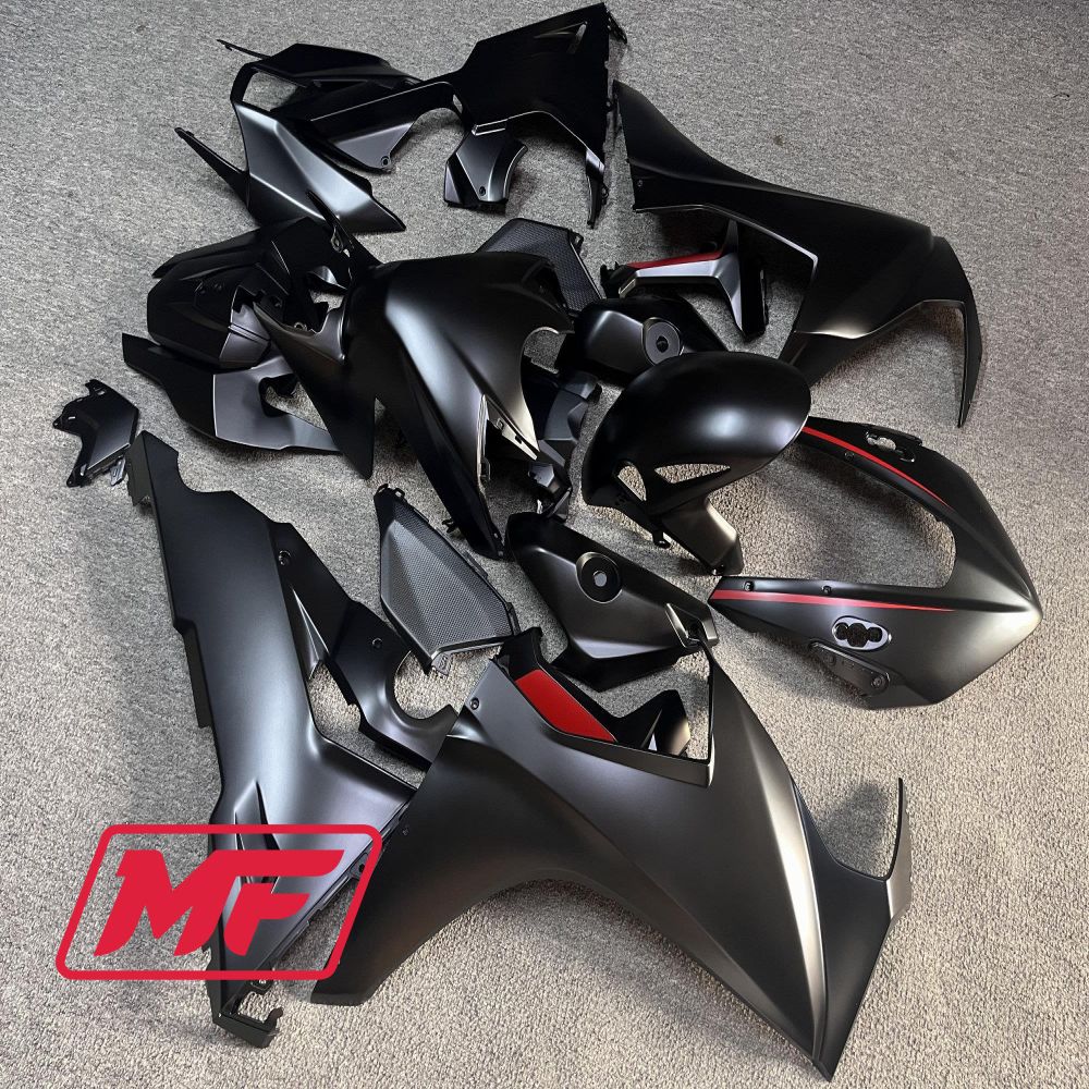 Monster Fairings Full Kit Honda CBR1000RR 17-23 Matte Black w/ Red + Windshield + Gas Tank Cover