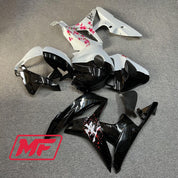 Monster Fairings Full Kit Honda CBR600RR 07-08 Gloss Black and White Split Cherry Blossom + Windshield + Gas Tank Cover