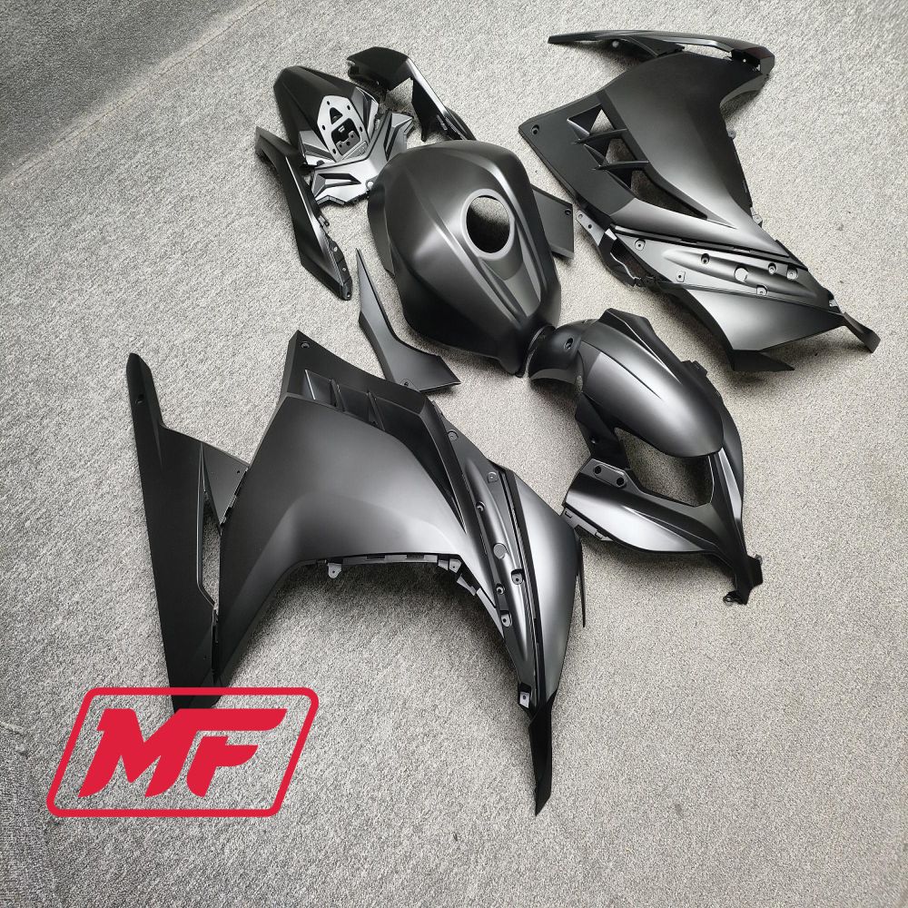 Monster Fairings Full Kit Kawasaki EX300 13-24 Matte Black + Windshield + Gas Tank Cover