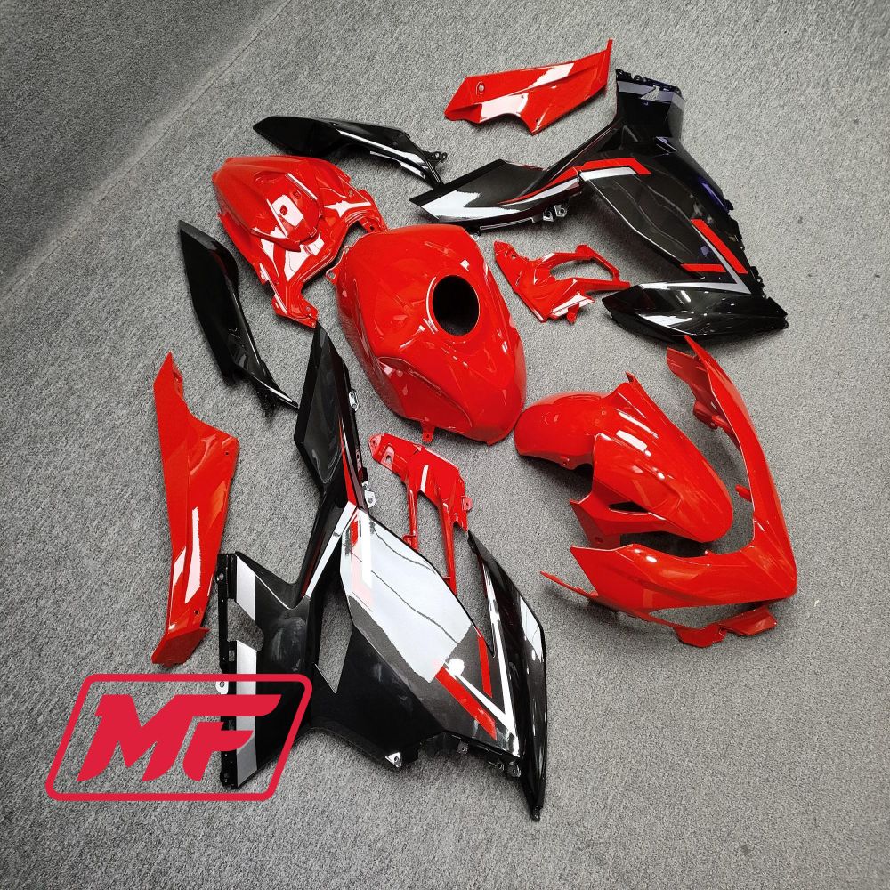 Monster Fairings Full Kit Kawasaki EX400 18-23 Gloss Red Black Silver + Windshield + Gas Tank Cover