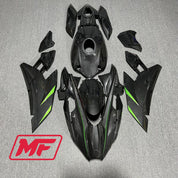Monster Fairings Full Kit Kawasaki Ninja H2 15-23 Green Forged Carbon Style + Windshield + Gas Tank Cover