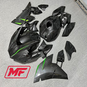 Monster Fairings Full Kit Kawasaki Ninja H2 15-23 Green Forged Carbon Style + Windshield + Gas Tank Cover