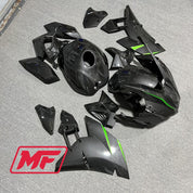 Monster Fairings Full Kit Kawasaki Ninja H2 15-23 Green Forged Carbon Style + Windshield + Gas Tank Cover