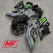 Monster Fairings Full Kit Kawasaki ZX-14R 12-23 Green Grey and Black + Windshield + Gas Tank Cover