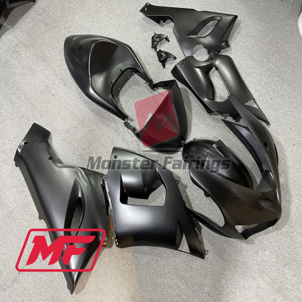 Monster Fairings Full Kit Kawasaki ZX-6R 05-06 Matte Black + Windshield + Gas Tank Cover