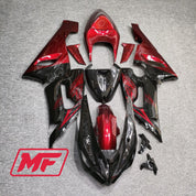 Monster Fairings Full Kit Kawasaki ZX-6R 05-06 Gloss Black and Red + Windshield + Gas Tank Cover