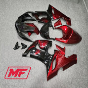 Monster Fairings Full Kit Kawasaki ZX-6R 05-06 Gloss Black and Red + Windshield + Gas Tank Cover