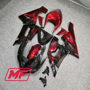 Monster Fairings Full Kit Kawasaki ZX-6R 05-06 Gloss Black and Red + Windshield + Gas Tank Cover