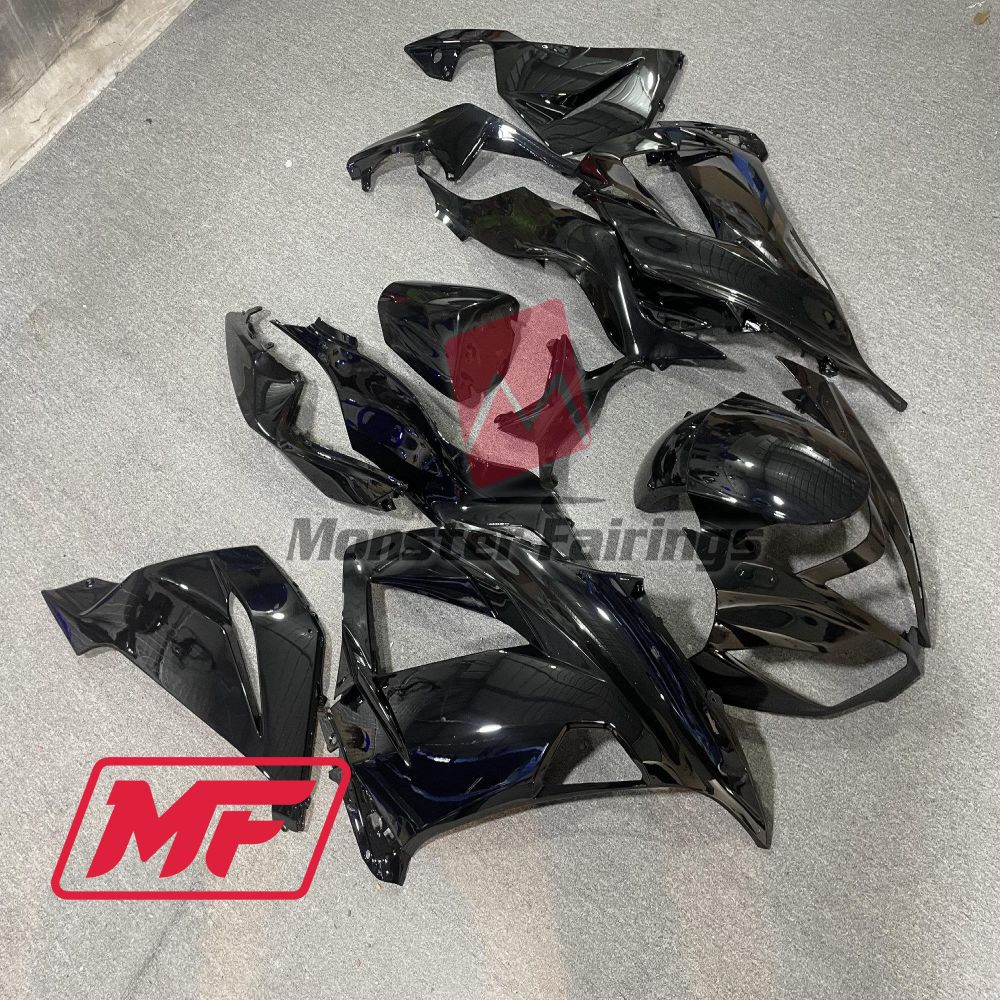 Monster Fairings Full Kit Kawasaki ZX-6R 13-18 Gloss Black + Windshield + Gas Tank Cover