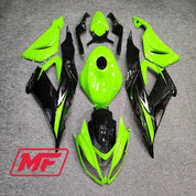 Monster Fairings Full Kit Kawasaki ZX-6R 13-18 Black and Green + Windshield + Gas Tank Cover