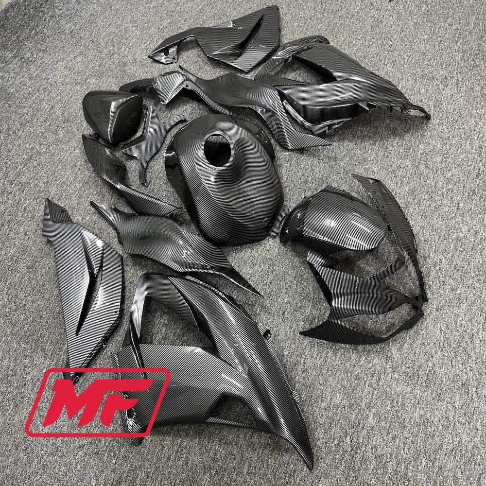 Monster Fairings Full Kit Kawasaki ZX-6R 13-18 Carbon Fiber Style + Windshield + Gas Tank Cover