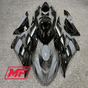Monster Fairings Full Kit Kawasaki ZX-6R 13-18 Gloss Grey and Black + Windshield + Gas Tank Cover