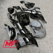 Monster Fairings Full Kit Kawasaki ZX-6R 13-18 Gloss Grey and Black + Windshield + Gas Tank Cover