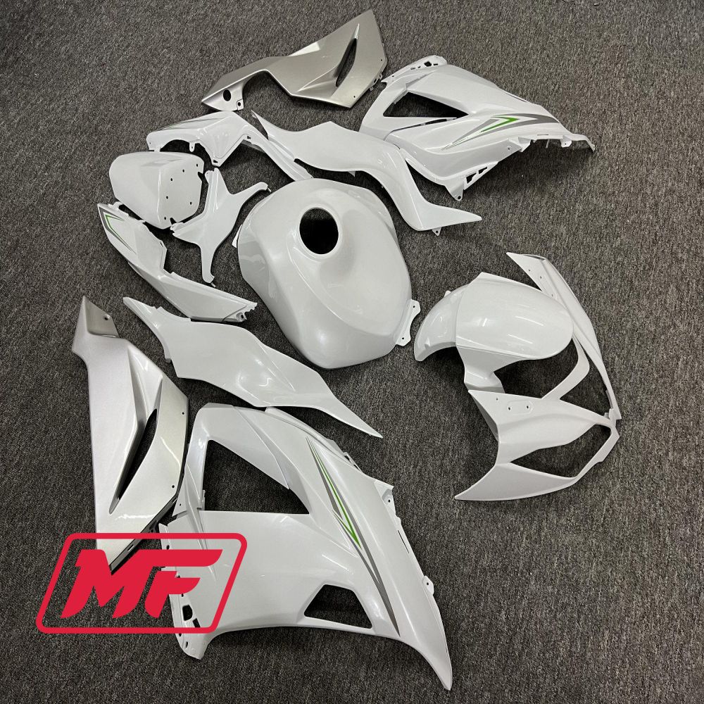 Monster Fairings Full Kit Kawasaki ZX-6R 13-18 Pearl White + Windshield + Gas Tank Cover