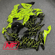 Monster Fairings Full Kit Kawasaki ZX6R 19-23 Gloss Black & High Vis Yellow Split + Windshield + Gas Tank Cover