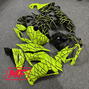 Monster Fairings Full Kit Kawasaki ZX6R 19-23 Gloss Black & High Vis Yellow Split + Windshield + Gas Tank Cover