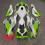 Monster Fairings Full Kit Kawasaki ZX-6R 19-23 Green White and Silver + Windshield + Gas Tank Cover