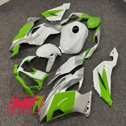 Monster Fairings Full Kit Kawasaki ZX-6R 19-23 Green White and Silver + Windshield + Gas Tank Cover