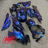 Kit completo de carenado Monster para Kawasaki ZX-6R 19-23 (morado degradado) + Parabrisas + Tapa de depósito de gasolina