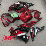 Monster Fairings Full Kit Kawasaki ZX-6R 19-23 Red Shark + Windshield + Gas Tank Cover