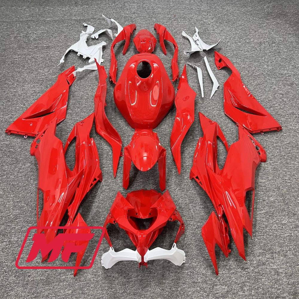 Monster Fairings Full Kit Kawasaki ZX-6R 19-23 Red and White + Windshield + Gas Tank Cover