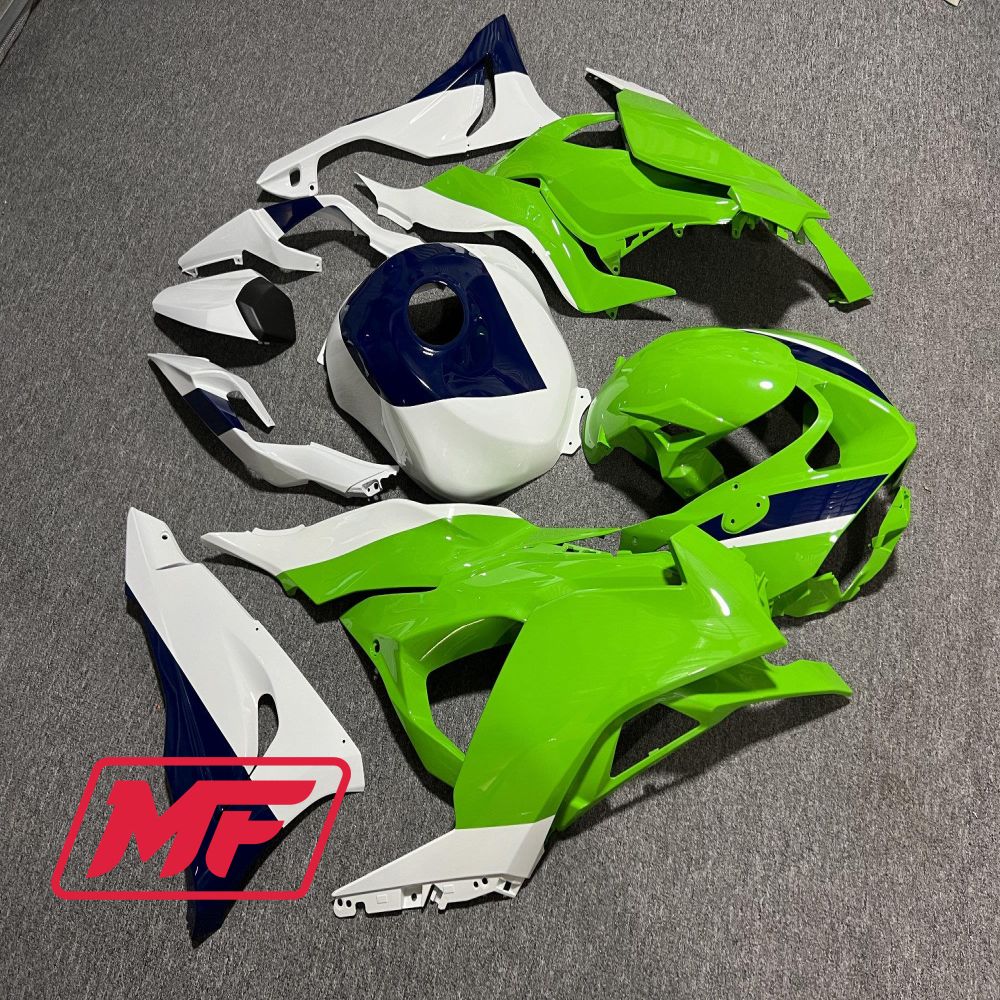 Monster Fairings Full Kit Kawasaki ZX-6R 2024 Green Black White + Windshield + Gas Tank Cover