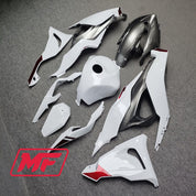 Monster Fairings Full Kit Kawasaki ZX-6R 24 Gloss White w/ Silver + Windshield + Gas Tank Cover