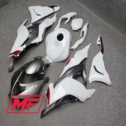 Monster Fairings Full Kit Kawasaki ZX-6R 24 Gloss White w/ Silver + Windshield + Gas Tank Cover