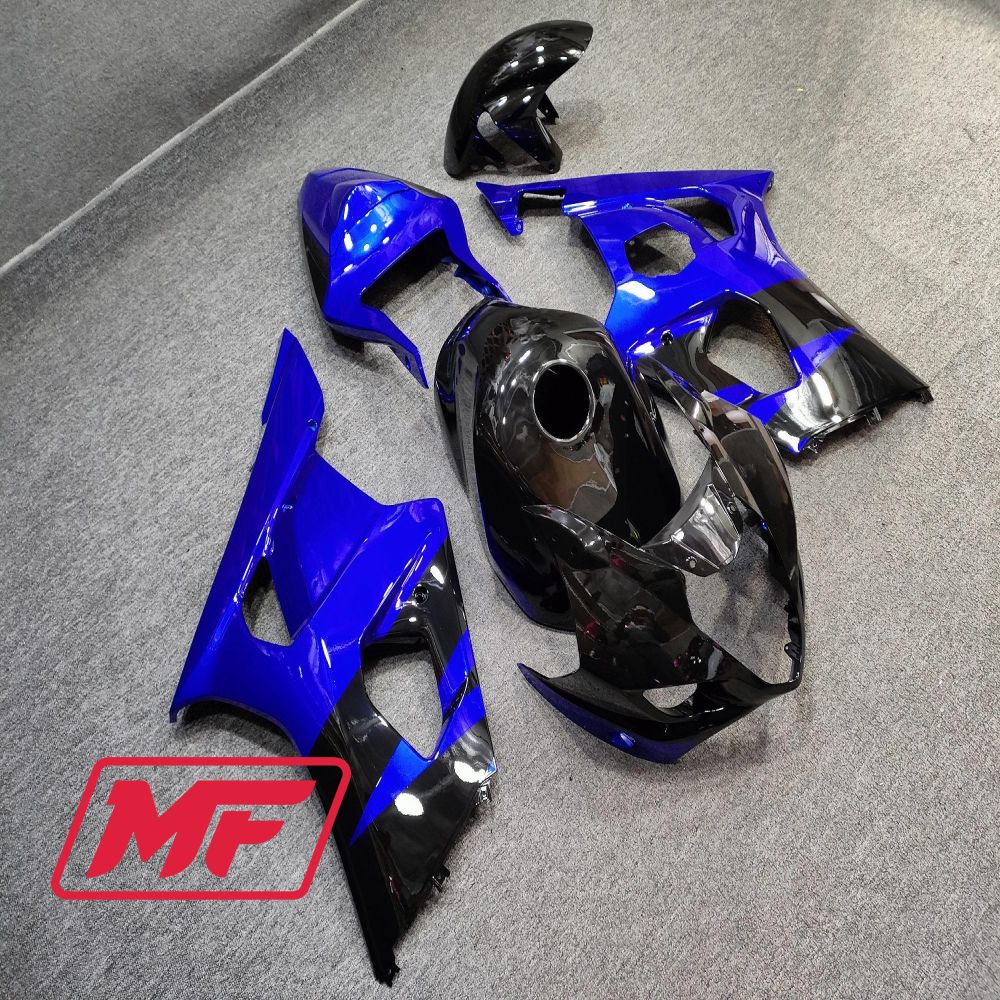 Monster Fairings Full Kit Suzuki GSXR1000 03-04 Gloss Blue and Black + Windshield + Gas Tank Cover