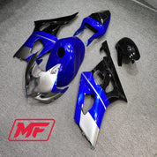 Monster Fairings Full Kit Suzuki GSXR600 03-04 Blue Silver and Black + Windshield + Gas Tank Cover