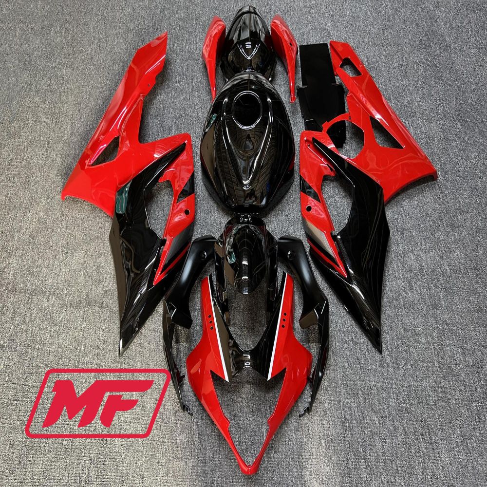 Monster Fairings Full Kit Suzuki GSXR1000 05-06 Gloss Black and Red + Windshield + Gas Tank Cover