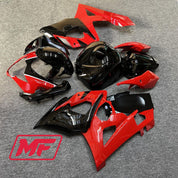 Monster Fairings Full Kit Suzuki GSXR1000 05-06 Gloss Black and Red + Windshield + Gas Tank Cover