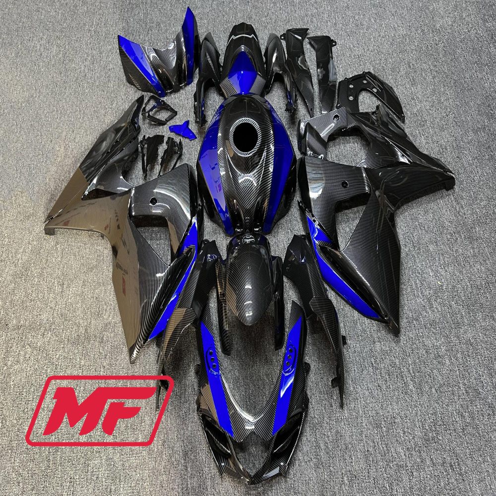Monster Fairings Full Kit Suzuki GSXR1000 09-16 Blue Carbon Fiber Style + Windshield + Gas Tank Cover