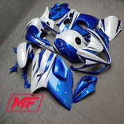 Monster Fairings Full Kit Suzuki GSXR1300 08-20 Gloss Blue w/ White + Windshield + Gas Tank Cover