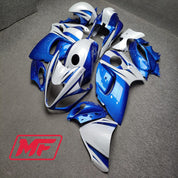 Monster Fairings Full Kit Suzuki GSXR1300 08-20 Gloss Blue w/ White + Windshield + Gas Tank Cover