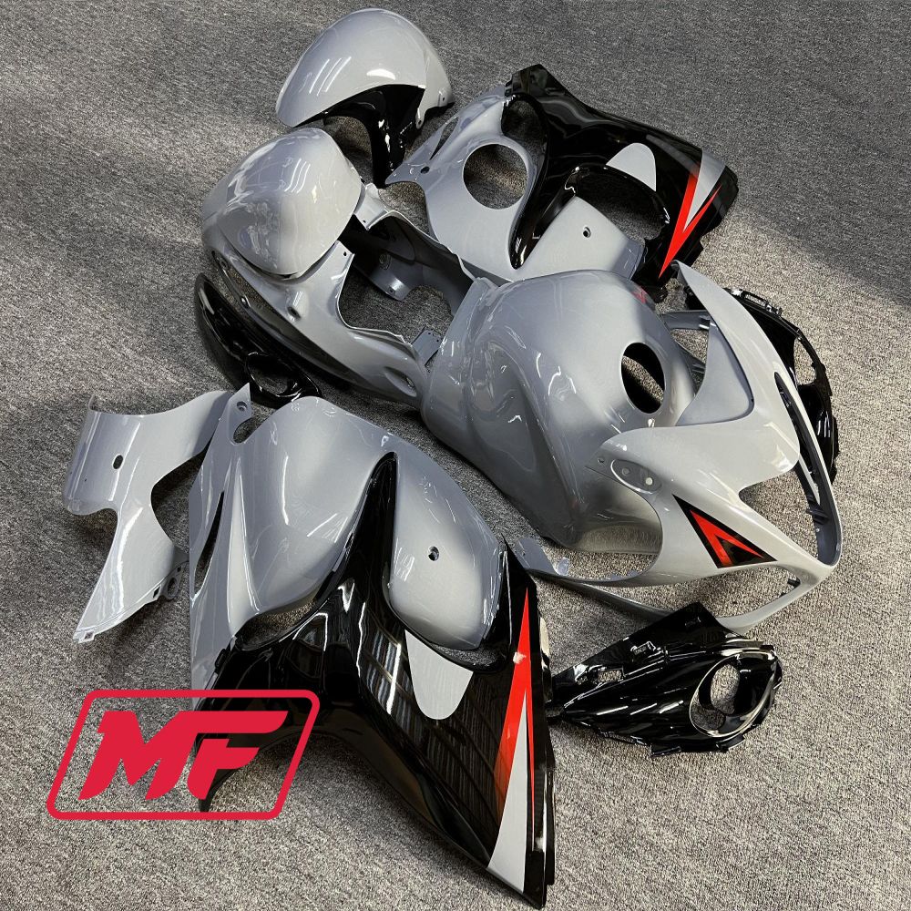 Monster Fairings Full Kit Suzuki GSXR1300 08-20 Nardo Grey Black Red + Windshield + Gas Tank Cover
