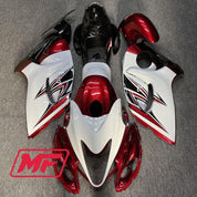 Monster Fairings Full Kit Suzuki GSXR1300 08-20 Gloss Red and White + Windshield + Gas Tank Cover