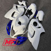 Monster Fairings Full Kit Suzuki GSXR1300 08-20 Gloss White and Blue + Windshield + Gas Tank Cover