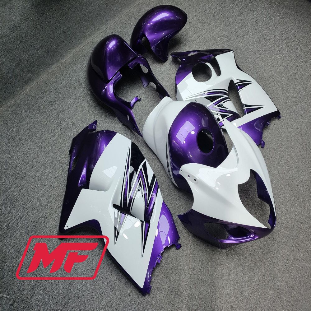 Monster Fairings Full Kit Suzuki GSXR1300 97-07 Purple / White OEM + Windshield + Gas Tank Cover